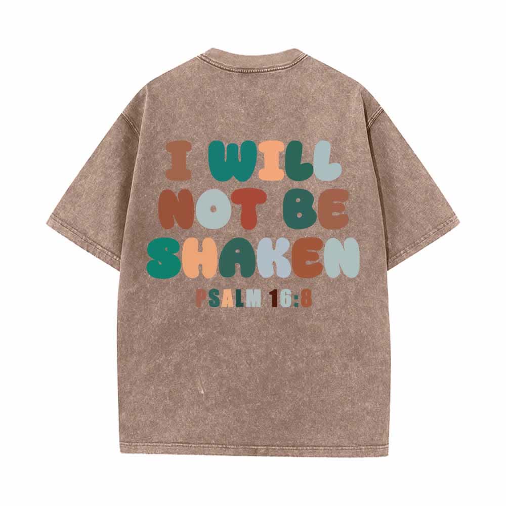 Christianartworkshop „Ich werde nicht erschüttert werden“ – Schräge Schulterpartie, Schriftzug vorne, mehrfarbige Buchstaben in Blasenform hinten, Psalm 16,8 – doppelseitig gewaschenes T-Shirt - image 7