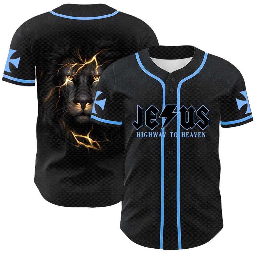 Christianartworkshop Jesus Highway To Heaven Lion Of Judah Unisex Baseballtrikot - Blau - 5XL - image 12