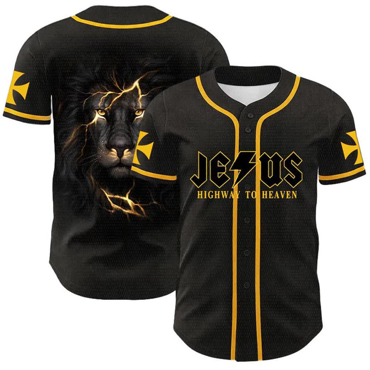 Christianartworkshop Jesus Highway To Heaven Lion Of Judah Unisex Baseballtrikot - Gelb - 5XL - image 0