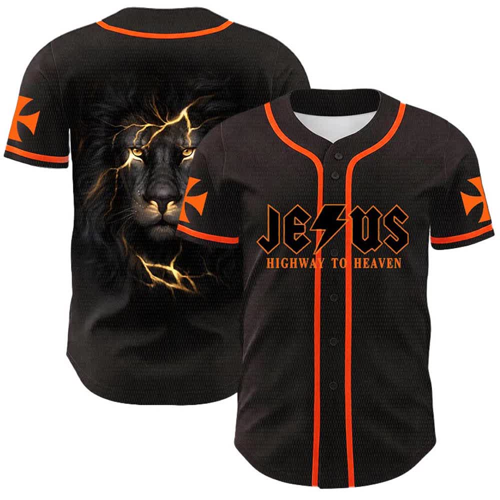 Christianartworkshop Jesus Highway To Heaven Lion Of Judah Unisex Baseballtrikot - Orange - 5XL - image 9