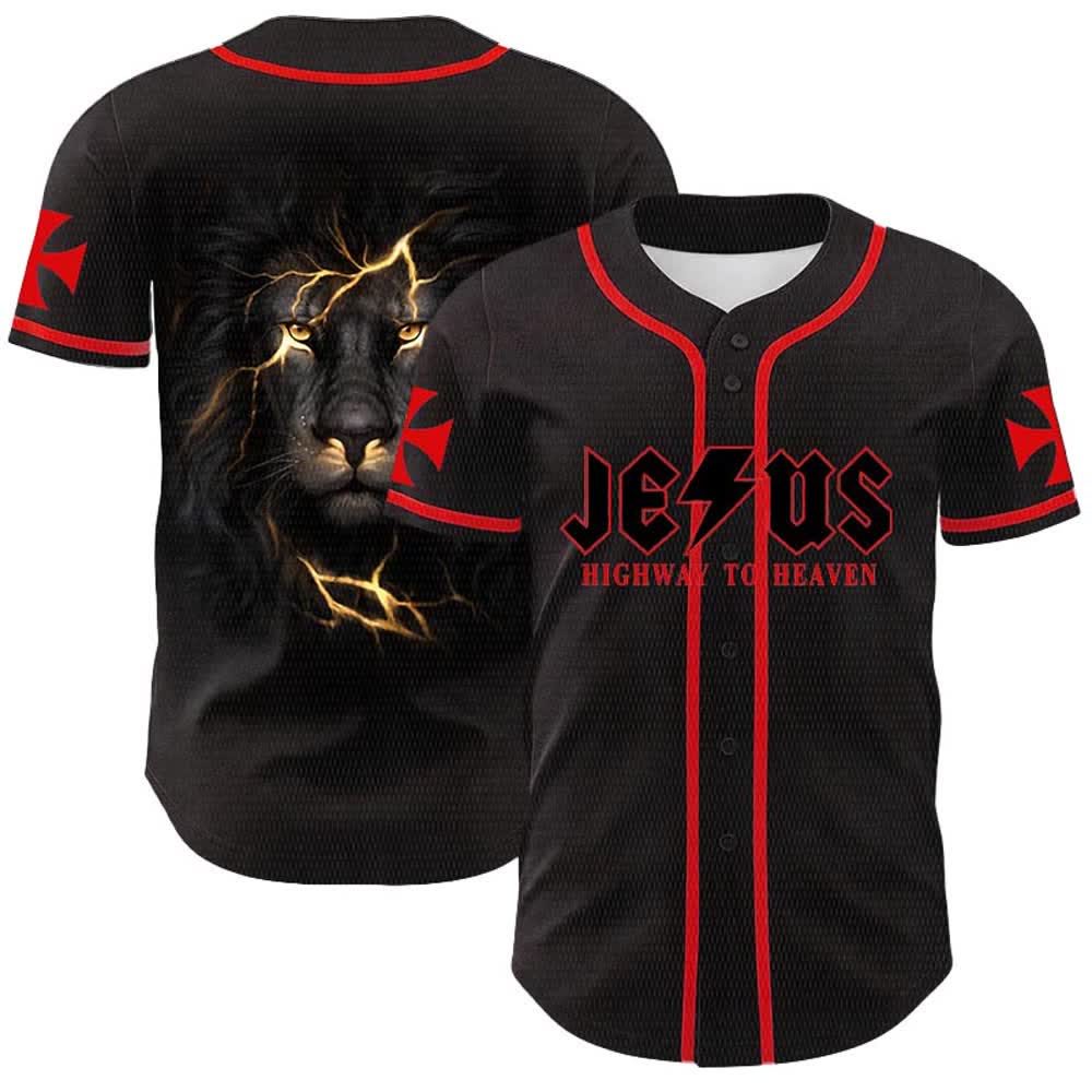 Christianartworkshop Jesus Highway To Heaven Lion Of Judah Unisex Baseballtrikot - Rot - 5XL - image 6