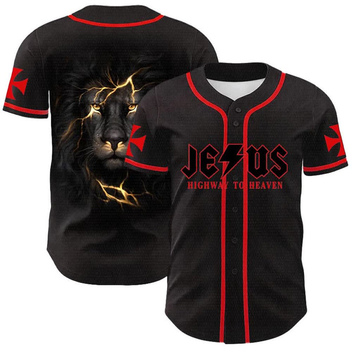Christianartworkshop Jesus Highway To Heaven Lion Of Judah Unisex Baseballtrikot - Rot - 5XL - image 6