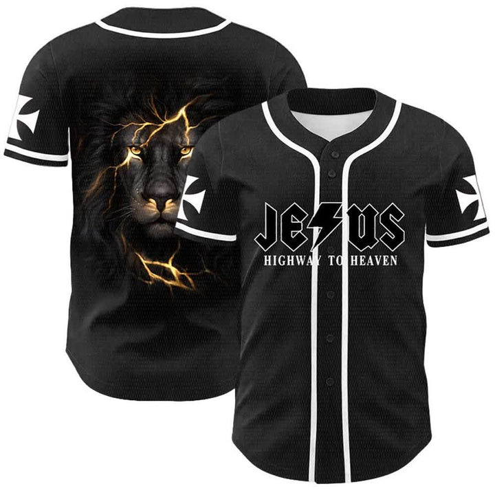 Christianartworkshop Jesus Highway To Heaven Lion Of Judah Unisex Baseballtrikot - Weiß - 5XL - image 3