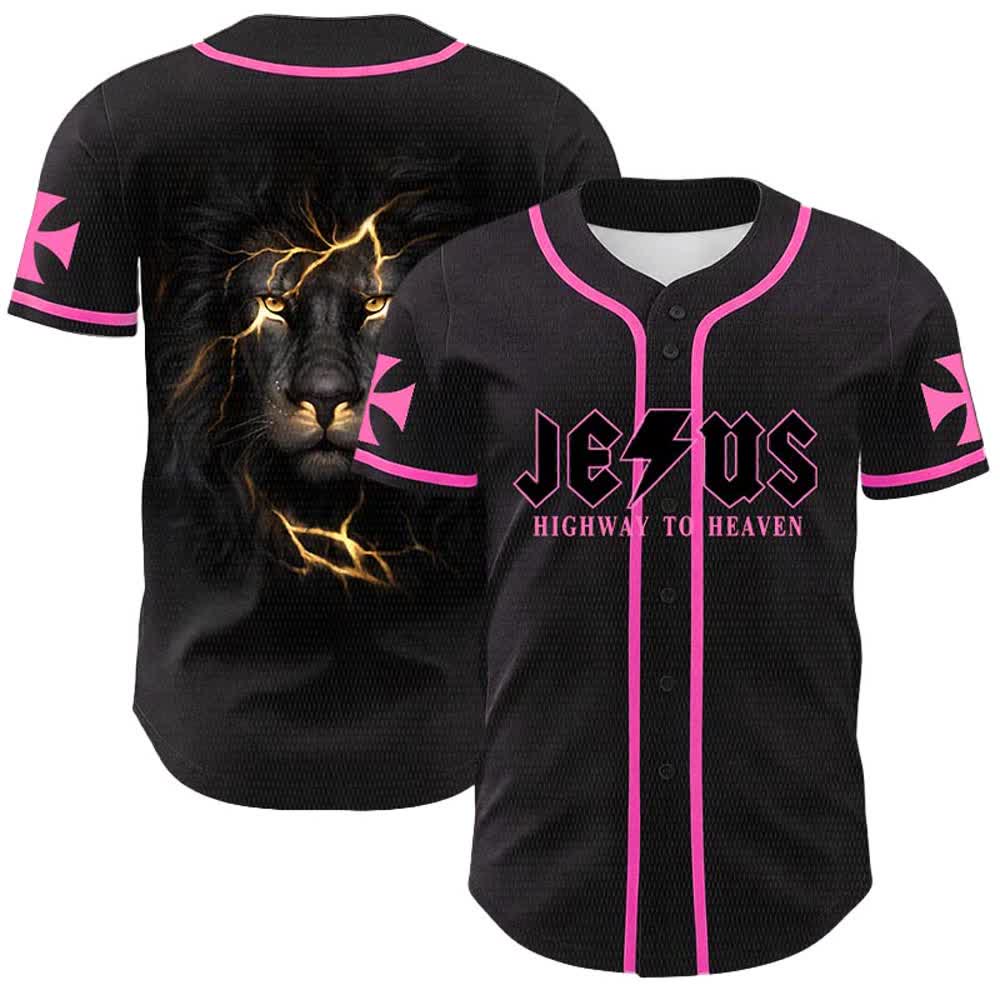 Christianartworkshop Jesus Highway To Heaven Lion Of Judah Unisex Baseballtrikot - Rosa - 5XL - image 21