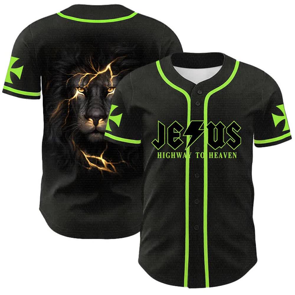Christianartworkshop Jesus Highway To Heaven Lion Of Judah Unisex Baseballtrikot - Hellgrün - 5XL - image 15