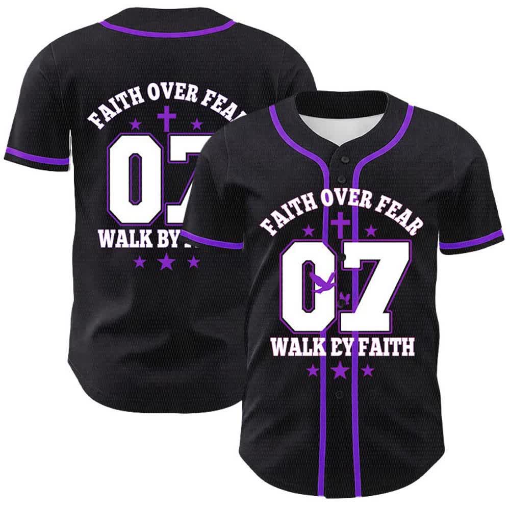 Christianartworkshop Glaube statt Angst – Geh an der Angst vorbei – Nummer 07 Taubenkreuz Unisex-Baseballtrikot - Lila - 5XL - image 18