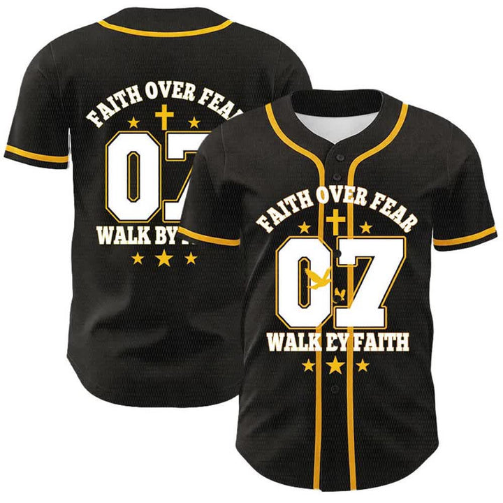 Christianartworkshop Glaube statt Angst – Geh an der Angst vorbei – Nummer 07 Taubenkreuz Unisex-Baseballtrikot - Gelb - 5XL - image 0
