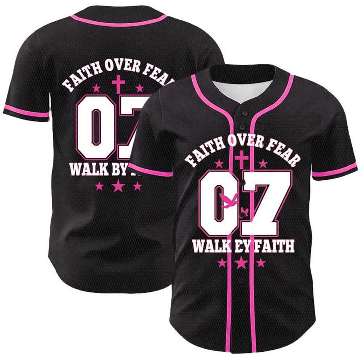 Christianartworkshop Glaube statt Angst – Geh an der Angst vorbei – Nummer 07 Taubenkreuz Unisex-Baseballtrikot - Rosa - 5XL - image 21