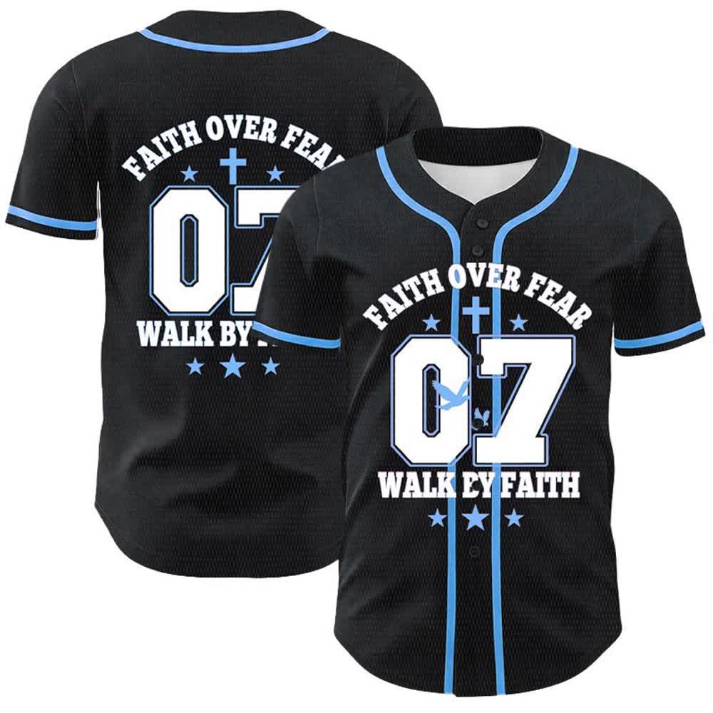 Christianartworkshop Glaube statt Angst – Geh an der Angst vorbei – Nummer 07 Taubenkreuz Unisex-Baseballtrikot - Blau - 5XL - image 12