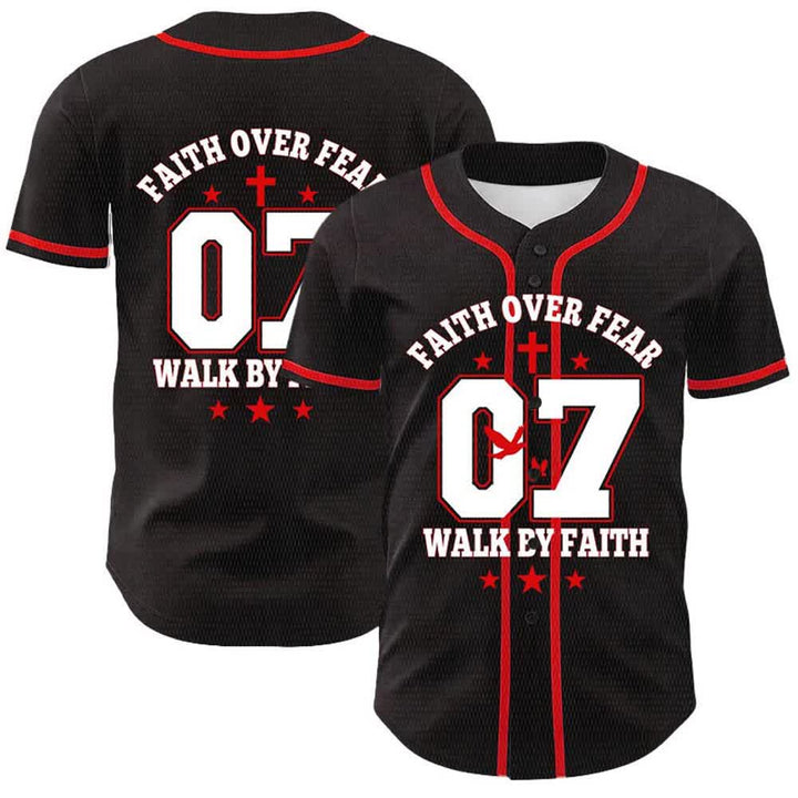 Christianartworkshop Glaube statt Angst – Geh an der Angst vorbei – Nummer 07 Taubenkreuz Unisex-Baseballtrikot - Rot - 5XL - image 6