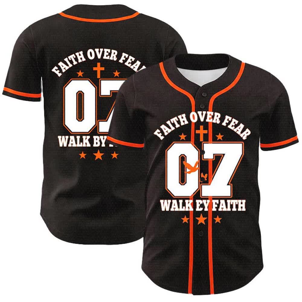 Christianartworkshop Glaube statt Angst – Geh an der Angst vorbei – Nummer 07 Taubenkreuz Unisex-Baseballtrikot - Orange - 5XL - image 9