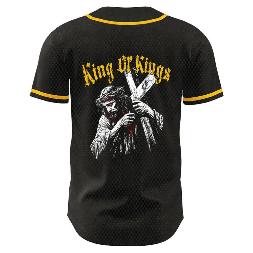 Christianartworkshop King Of Kings Nummer 33 Jesus trägt Kreuz Unisex Baseballtrikot - image 1