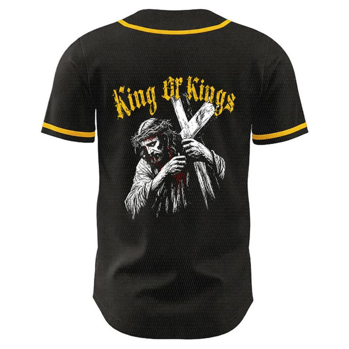 Christianartworkshop King Of Kings Nummer 33 Jesus trägt Kreuz Unisex Baseballtrikot - image 1