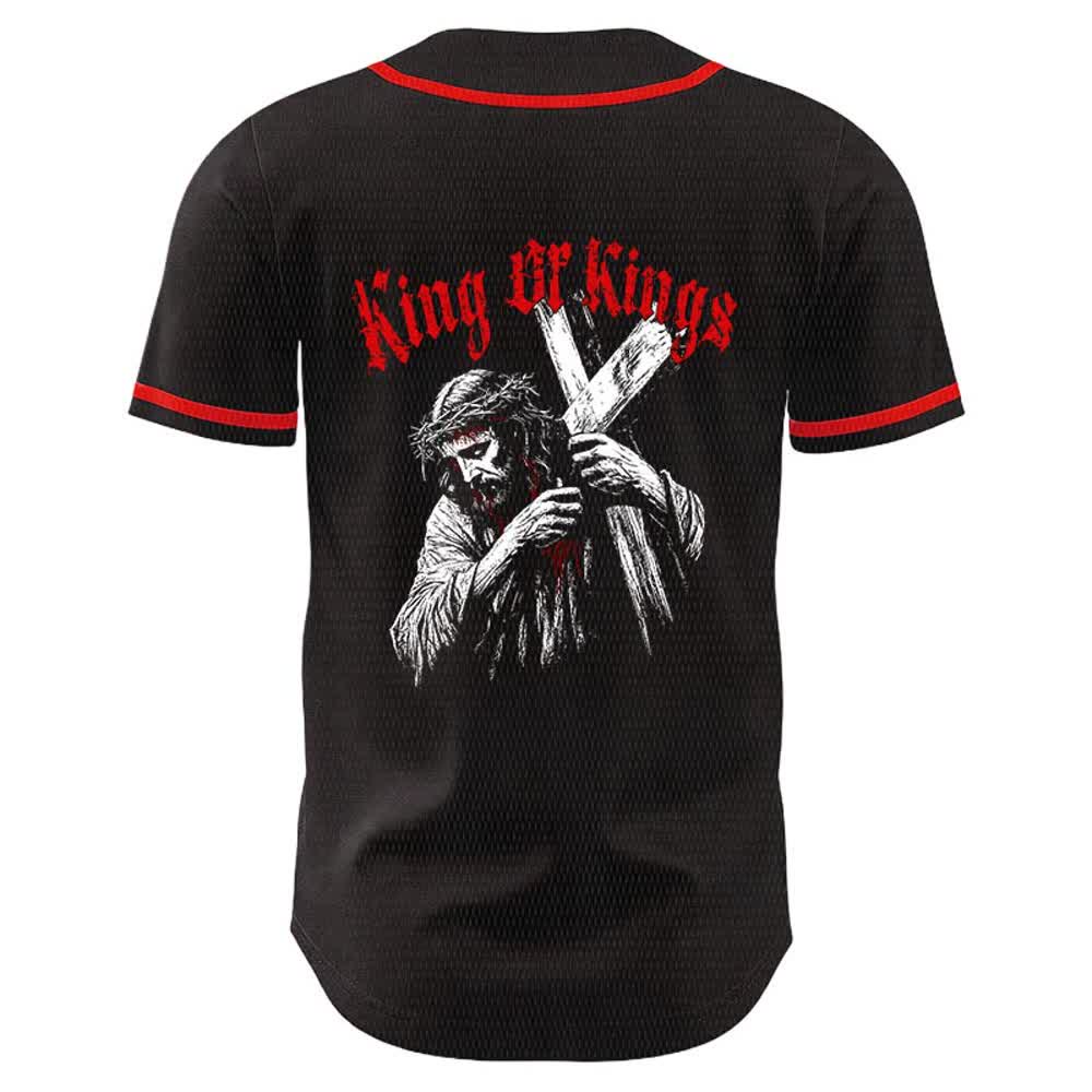 Christianartworkshop King Of Kings Nummer 33 Jesus trägt Kreuz Unisex Baseballtrikot - image 7