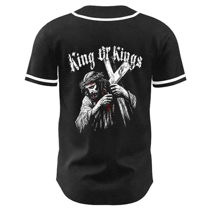 Christianartworkshop King Of Kings Nummer 33 Jesus trägt Kreuz Unisex Baseballtrikot - image 4