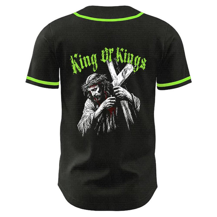 Christianartworkshop King Of Kings Nummer 33 Jesus trägt Kreuz Unisex Baseballtrikot - image 16