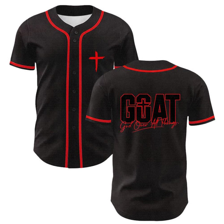 Christianartworkshop GOAT Gott über alles Einfaches Kreuz Unisex Baseballtrikot - Rot - 5XL - image 6