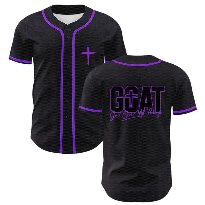 Christianartworkshop GOAT Gott über alles Einfaches Kreuz Unisex Baseballtrikot - Lila - 5XL - image 18