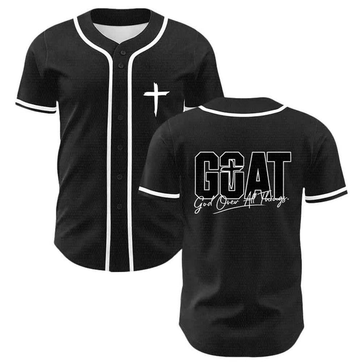 Christianartworkshop GOAT Gott über alles Einfaches Kreuz Unisex Baseballtrikot - Weiß - 5XL - image 3
