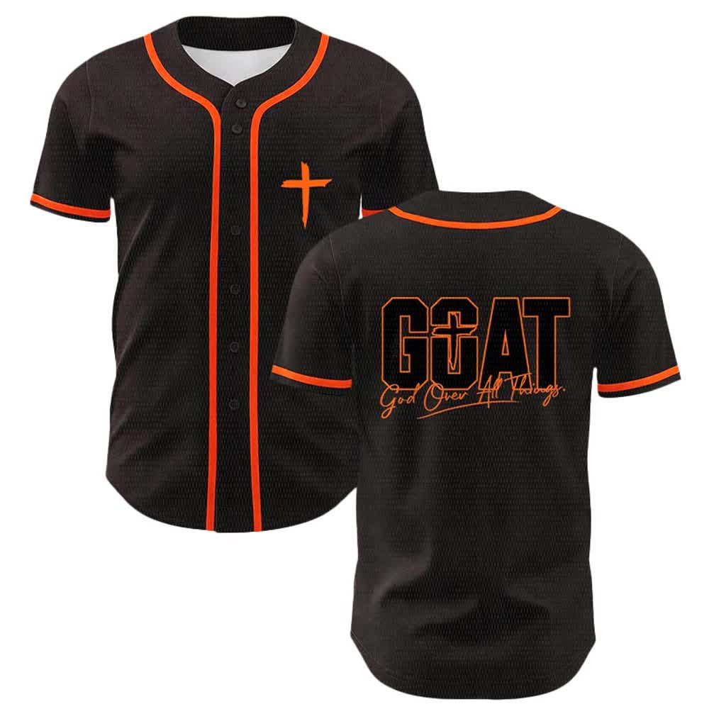 Christianartworkshop GOAT Gott über alles Einfaches Kreuz Unisex Baseballtrikot - Orange - 5XL - image 9
