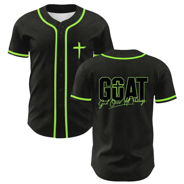 Christianartworkshop GOAT Gott über alles Einfaches Kreuz Unisex Baseballtrikot - Hellgrün - 5XL - image 15