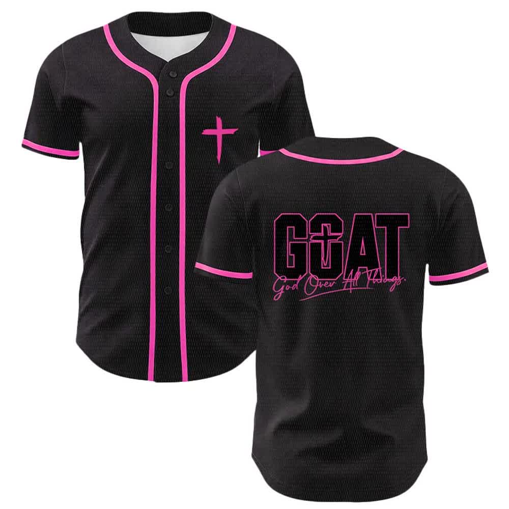 Christianartworkshop GOAT Gott über alles Einfaches Kreuz Unisex Baseballtrikot - Rosa - 5XL - image 21