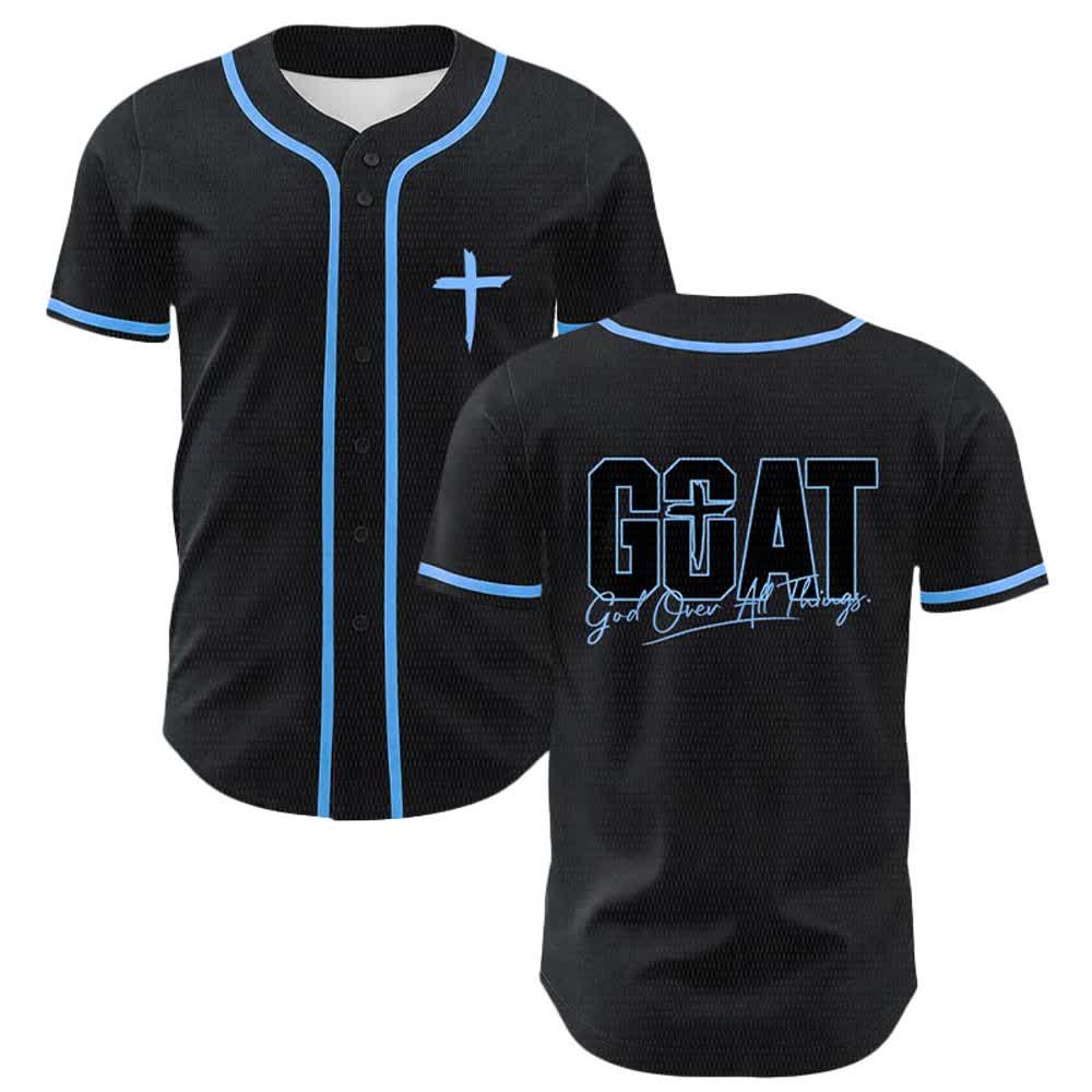 Christianartworkshop GOAT Gott über alles Einfaches Kreuz Unisex Baseballtrikot - Blau - 5XL - image 12