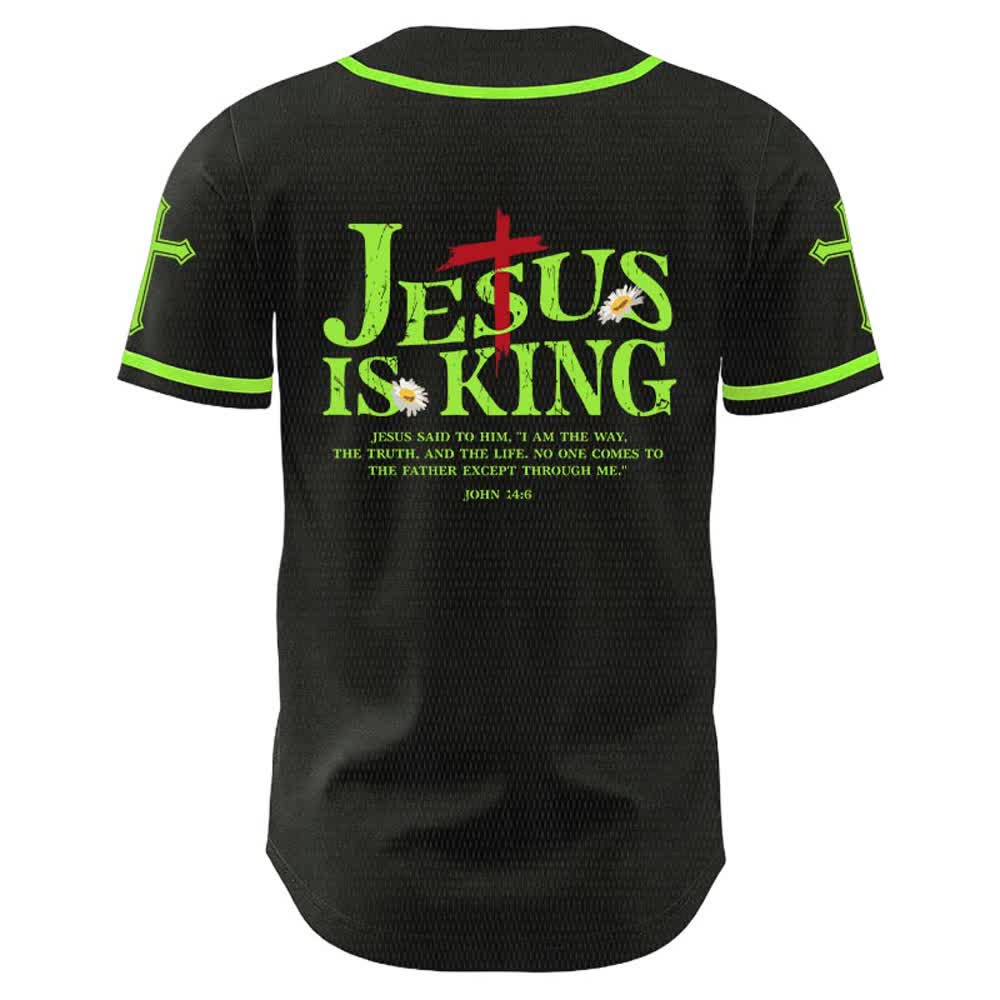 Christianartworkshop Jesus ist König (Johannes 14,6) – Drei Nägel, ein Kreuz – Unisex-Baseballtrikot - image 17