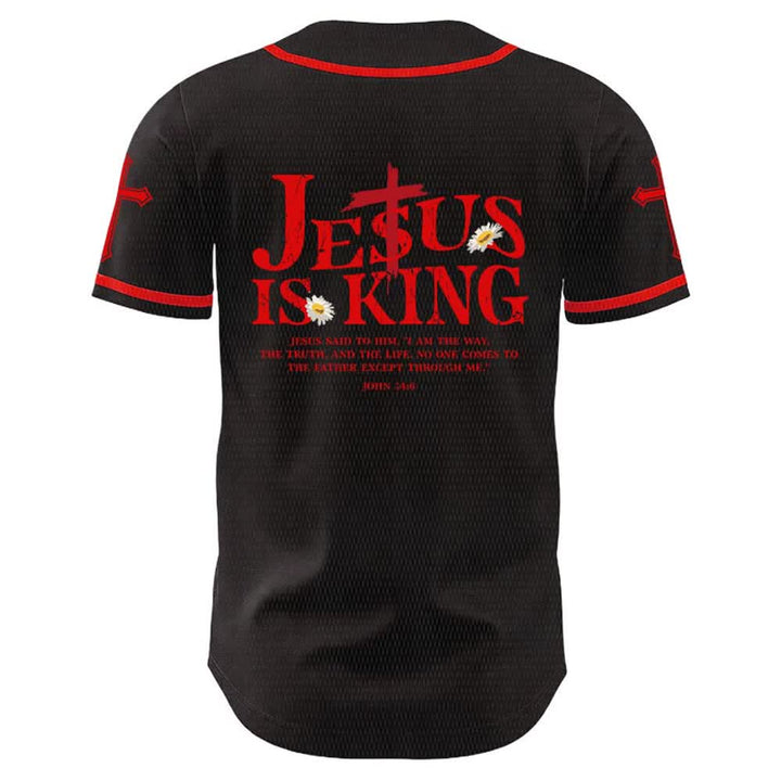 Christianartworkshop Jesus ist König (Johannes 14,6) – Drei Nägel, ein Kreuz – Unisex-Baseballtrikot - image 2