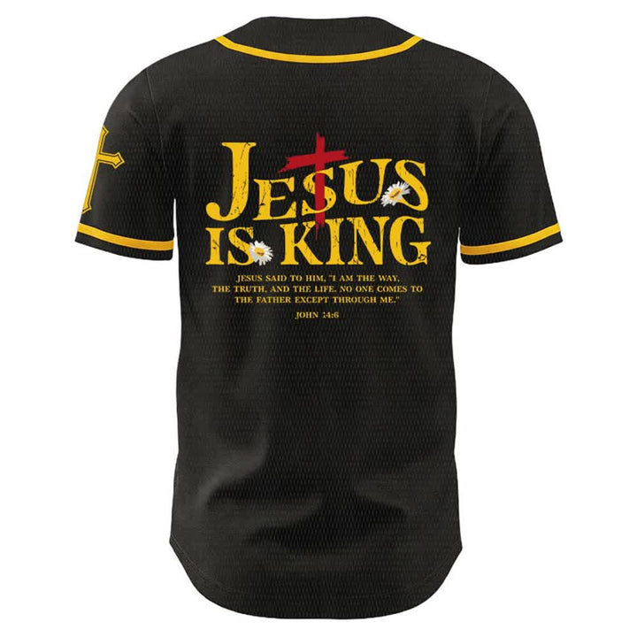 Christianartworkshop Jesus ist König (Johannes 14,6) – Drei Nägel, ein Kreuz – Unisex-Baseballtrikot - image 5