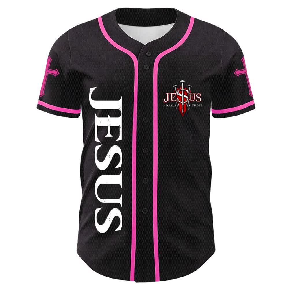 Christianartworkshop Jesus ist König (Johannes 14,6) – Drei Nägel, ein Kreuz – Unisex-Baseballtrikot - image 22