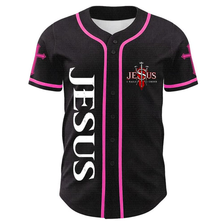 Christianartworkshop Jesus ist König (Johannes 14,6) – Drei Nägel, ein Kreuz – Unisex-Baseballtrikot - image 22