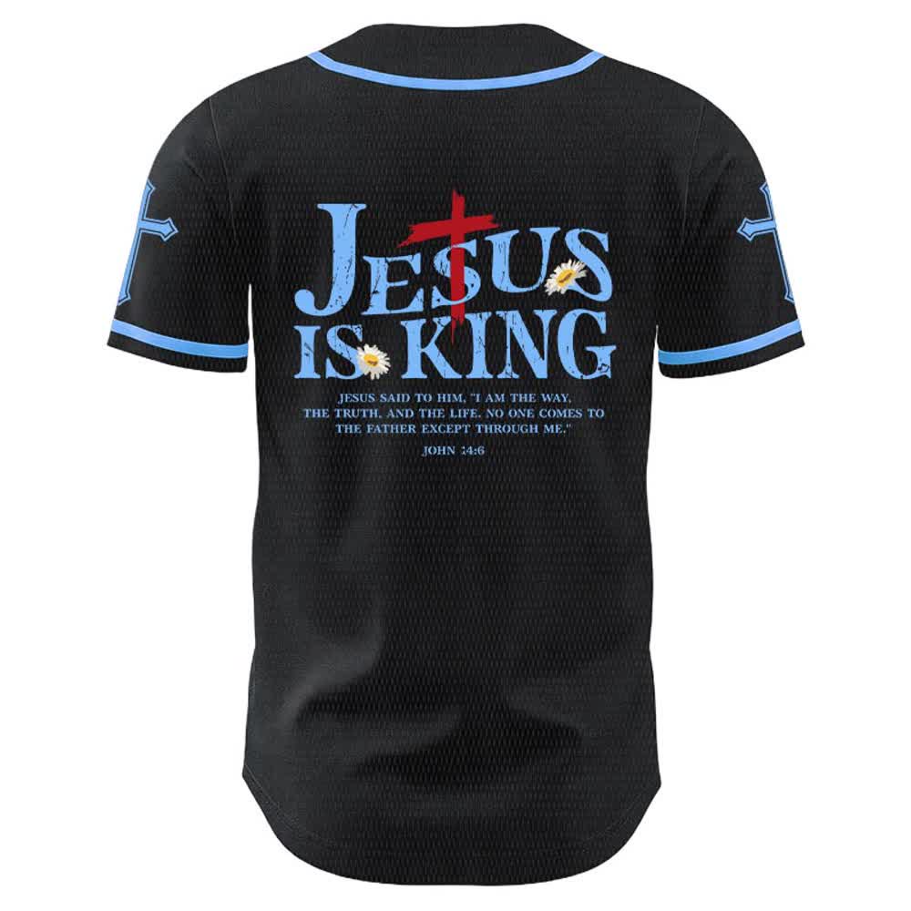 Christianartworkshop Jesus ist König (Johannes 14,6) – Drei Nägel, ein Kreuz – Unisex-Baseballtrikot - image 14