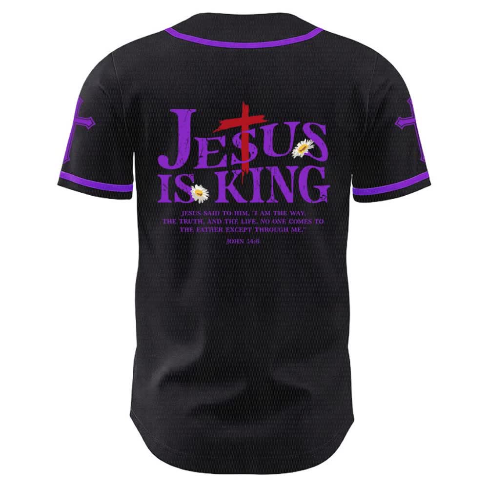 Christianartworkshop Jesus ist König (Johannes 14,6) – Drei Nägel, ein Kreuz – Unisex-Baseballtrikot - image 20