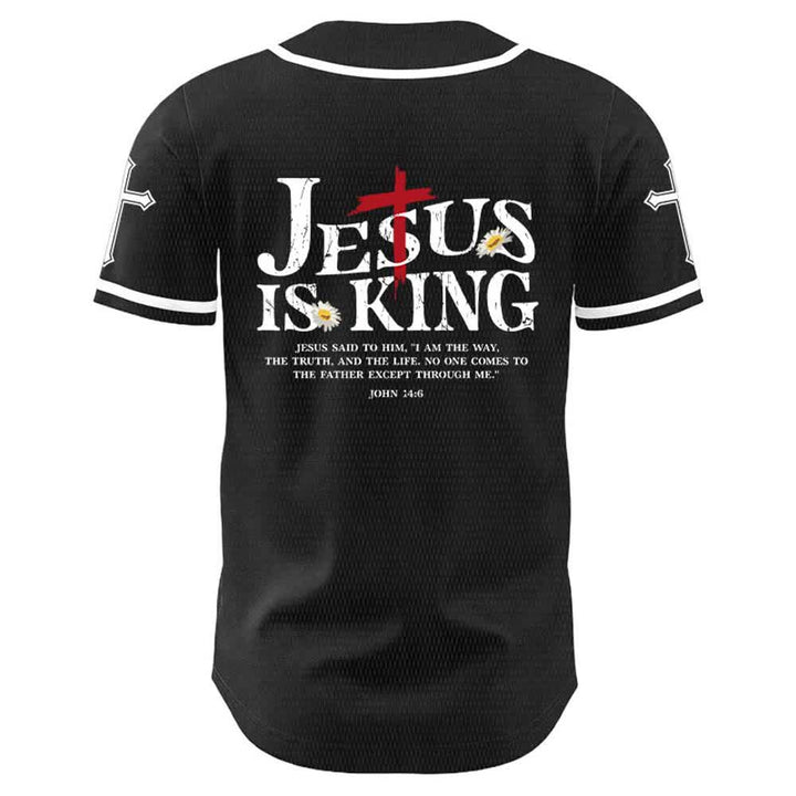 Christianartworkshop Jesus ist König (Johannes 14,6) – Drei Nägel, ein Kreuz – Unisex-Baseballtrikot - image 8