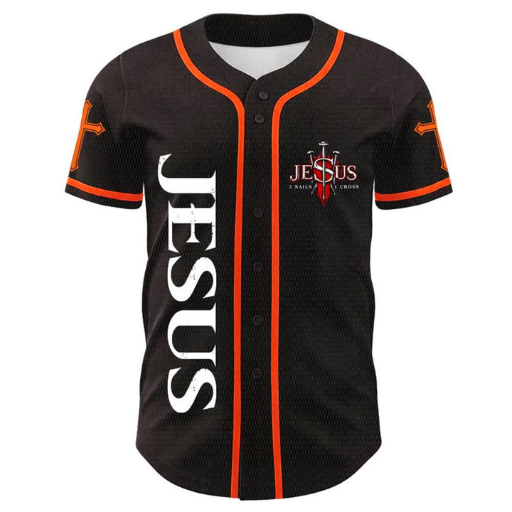Christianartworkshop Jesus ist König (Johannes 14,6) – Drei Nägel, ein Kreuz – Unisex-Baseballtrikot - image 10