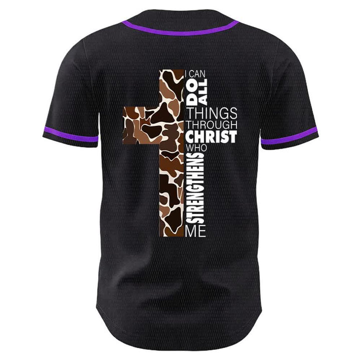 Christianartworkshop Leopardenmuster-Kreuz „Ich vermag alles durch Christus“ Unisex-Baseballtrikot - image 19