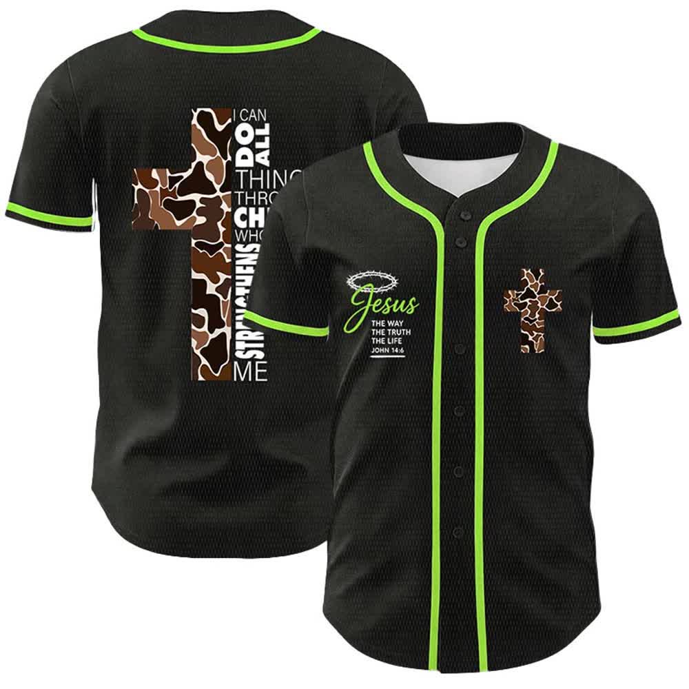 Christianartworkshop Leopardenmuster-Kreuz „Ich vermag alles durch Christus“ Unisex-Baseballtrikot - Hellgrün - 5XL - image 15