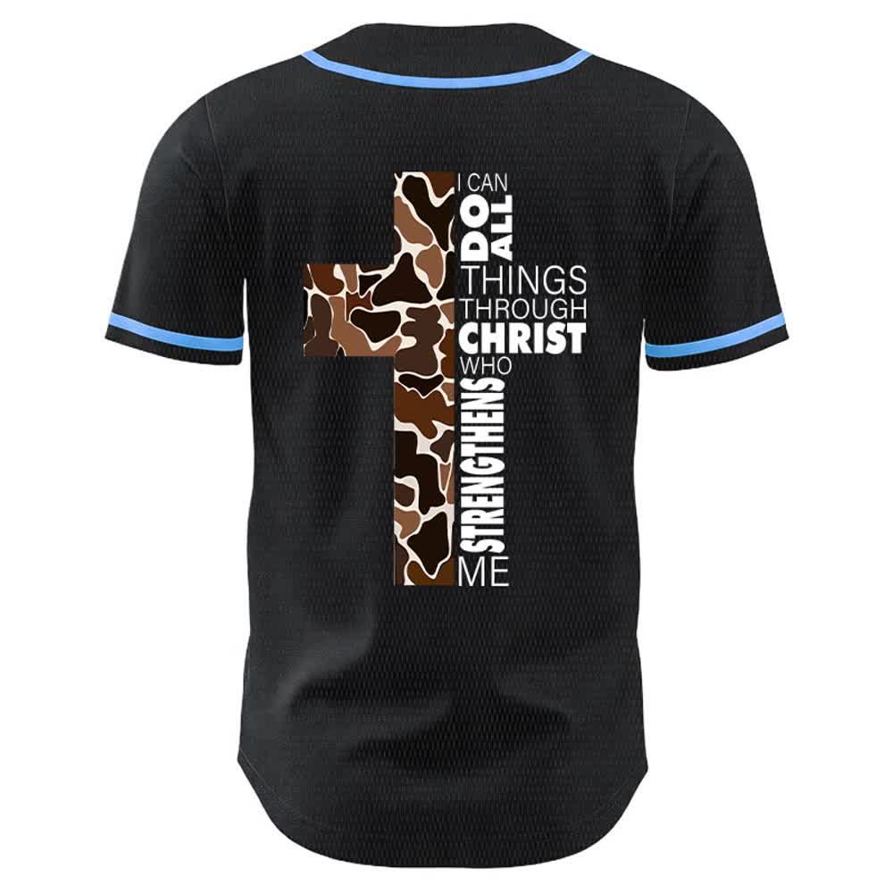 Christianartworkshop Leopardenmuster-Kreuz „Ich vermag alles durch Christus“ Unisex-Baseballtrikot - image 13