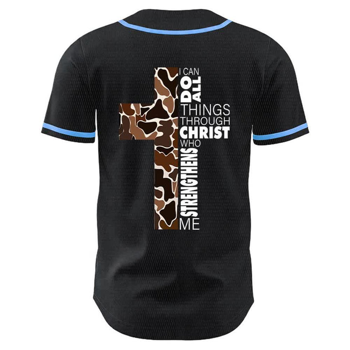 Christianartworkshop Leopardenmuster-Kreuz „Ich vermag alles durch Christus“ Unisex-Baseballtrikot - image 13