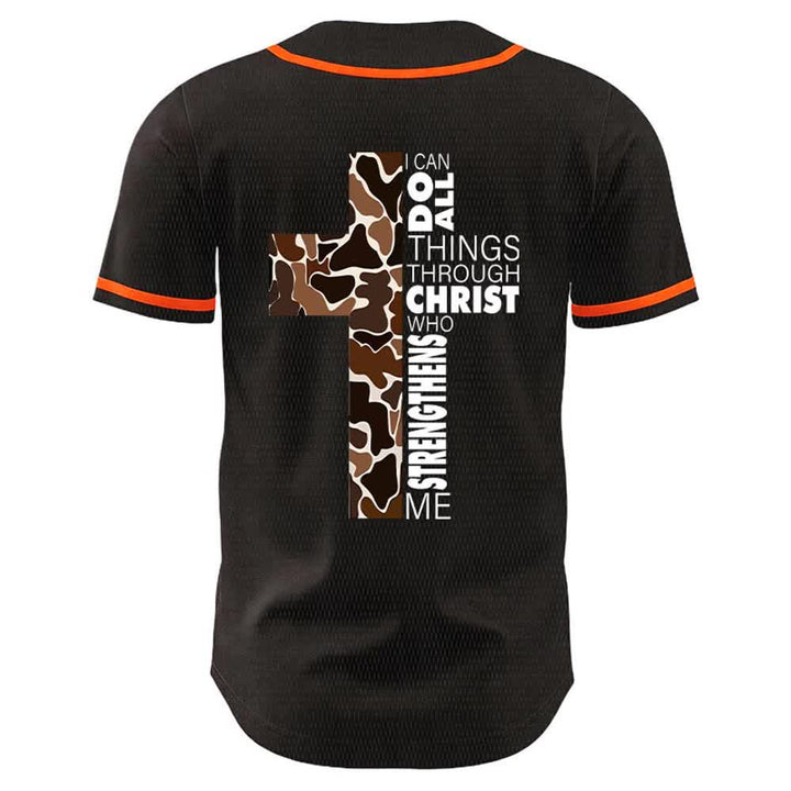 Christianartworkshop Leopardenmuster-Kreuz „Ich vermag alles durch Christus“ Unisex-Baseballtrikot - image 10
