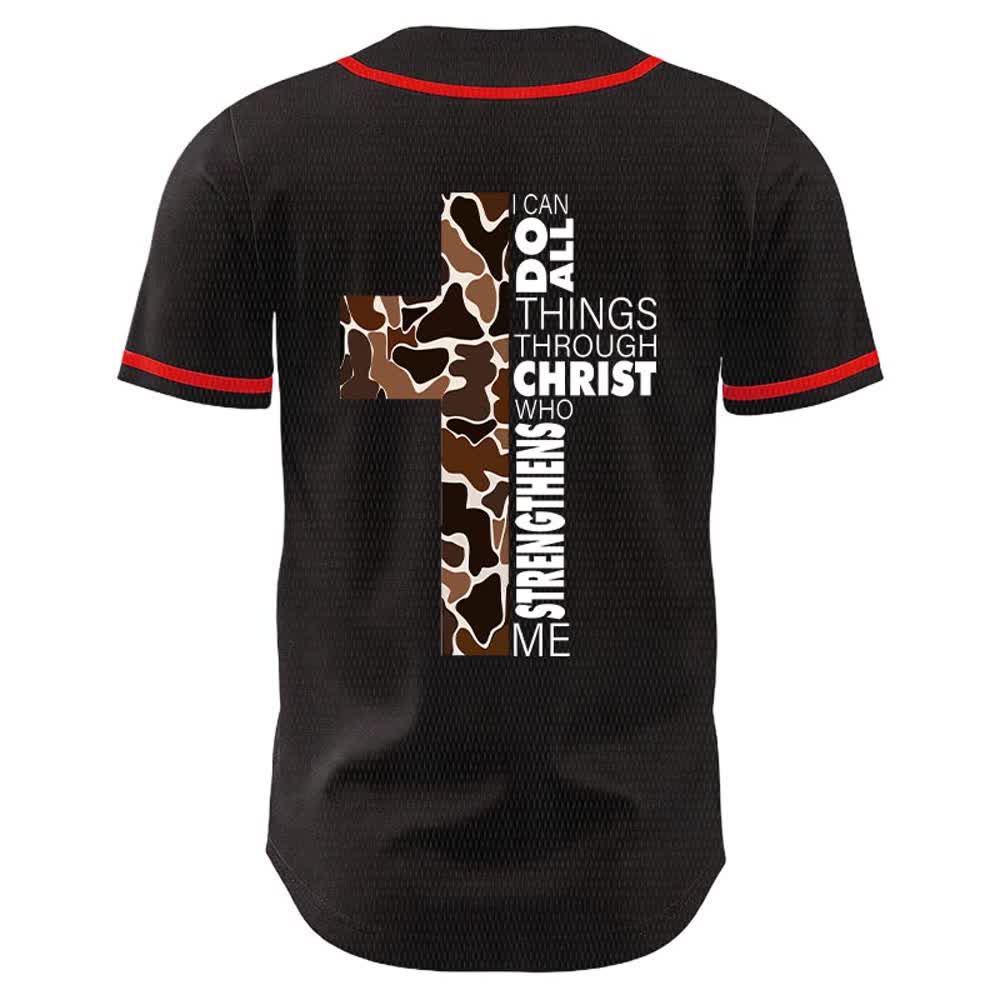 Christianartworkshop Leopardenmuster-Kreuz „Ich vermag alles durch Christus“ Unisex-Baseballtrikot - image 7