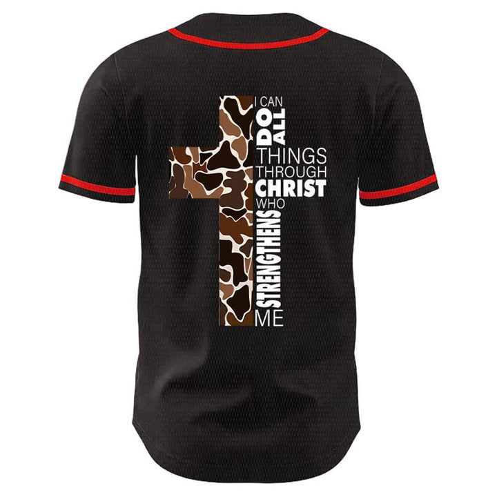 Christianartworkshop Leopardenmuster-Kreuz „Ich vermag alles durch Christus“ Unisex-Baseballtrikot - image 7
