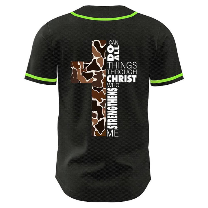 Christianartworkshop Leopardenmuster-Kreuz „Ich vermag alles durch Christus“ Unisex-Baseballtrikot - image 16