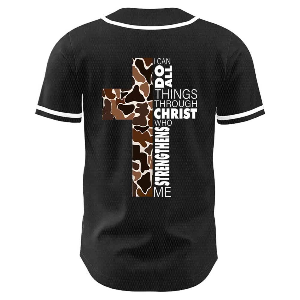Christianartworkshop Leopardenmuster-Kreuz „Ich vermag alles durch Christus“ Unisex-Baseballtrikot - image 4