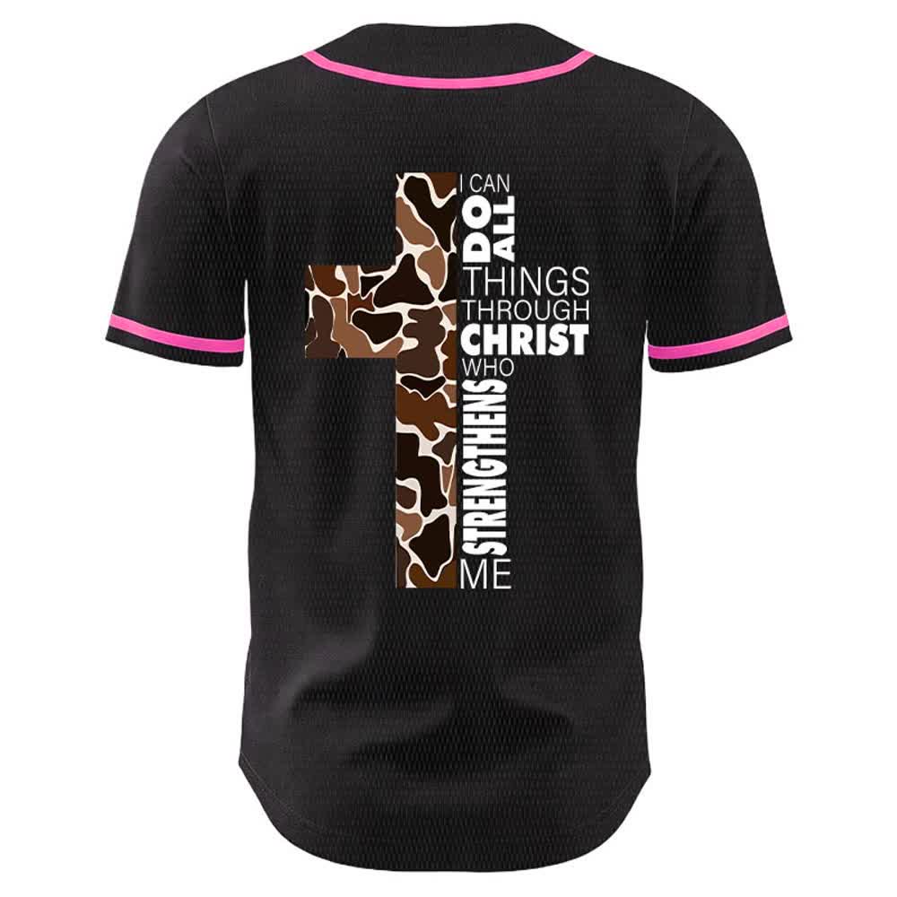 Christianartworkshop Leopardenmuster-Kreuz „Ich vermag alles durch Christus“ Unisex-Baseballtrikot - image 22