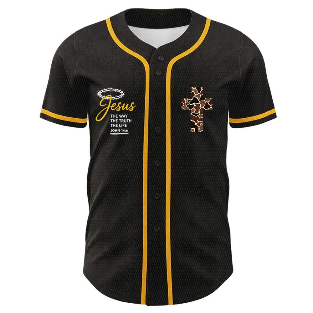 Christianartworkshop Leopardenmuster-Kreuz „Ich vermag alles durch Christus“ Unisex-Baseballtrikot - image 2