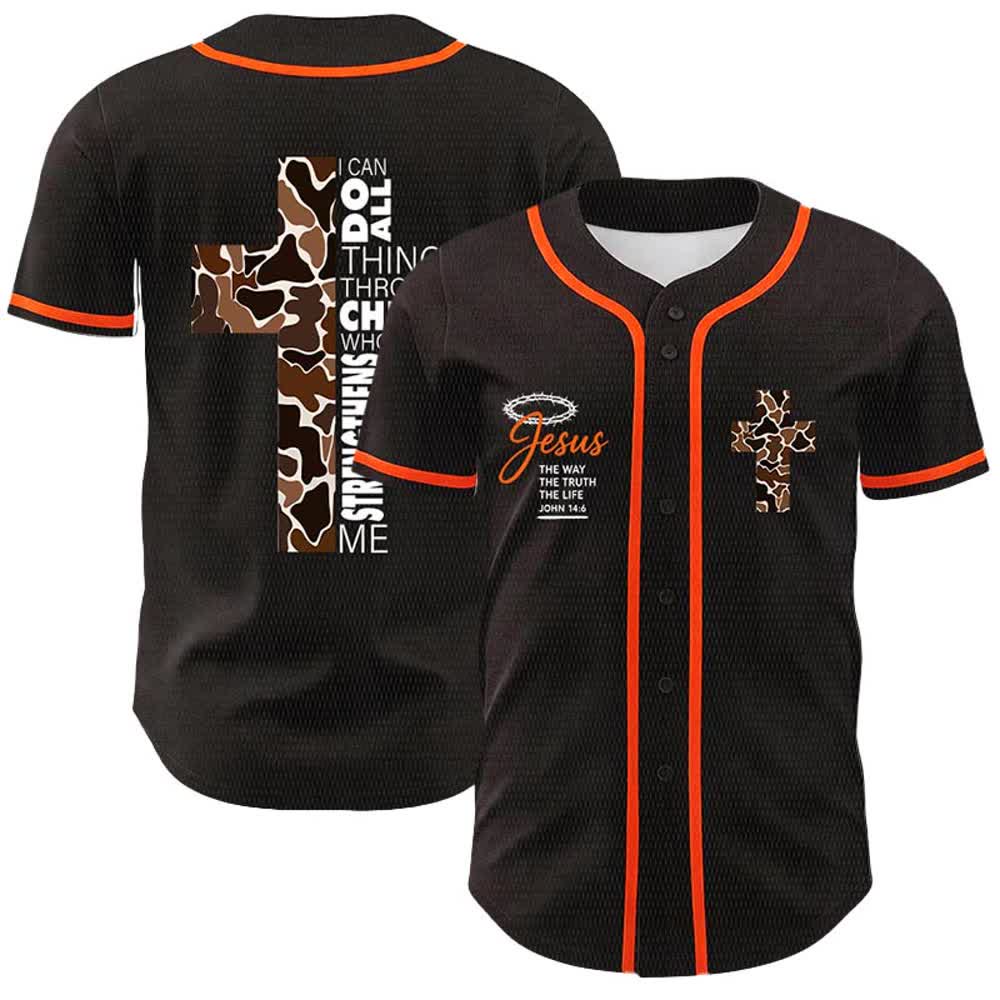 Christianartworkshop Leopardenmuster-Kreuz „Ich vermag alles durch Christus“ Unisex-Baseballtrikot - Orange - 5XL - image 9