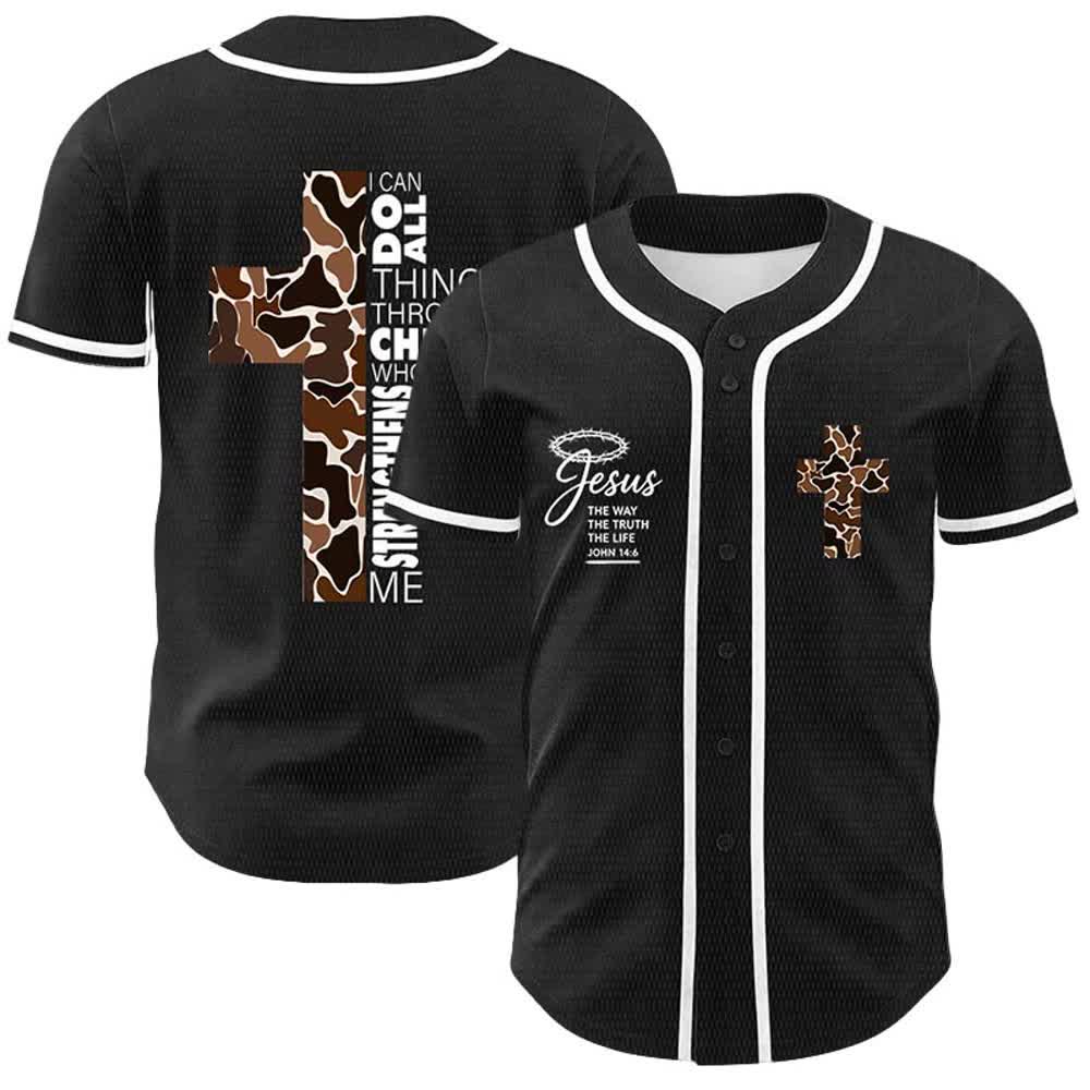 Christianartworkshop Leopardenmuster-Kreuz „Ich vermag alles durch Christus“ Unisex-Baseballtrikot - Weiß - 5XL - image 3