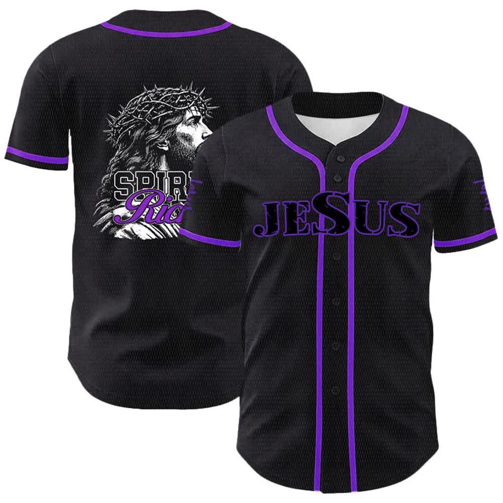 Christianartworkshop Jesus Spirit Rich Crown Of Thorns Portrait Unisex Baseball Jersey - Lila - 5XL - image 18
